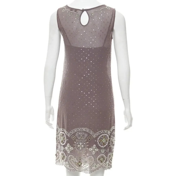 JOVOVICH HAWK Silk Embellished Beaded Dress in Grey size 4‎ - Picture 4 of 10